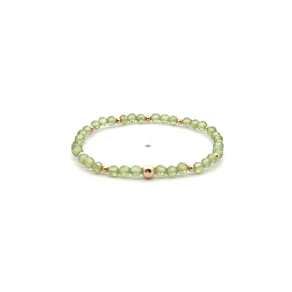 RAFANTHIA Jewelry - Natural Peridot Gemstones Mini 3mm 18K Yellow Gold Charm Bead August Birthstones